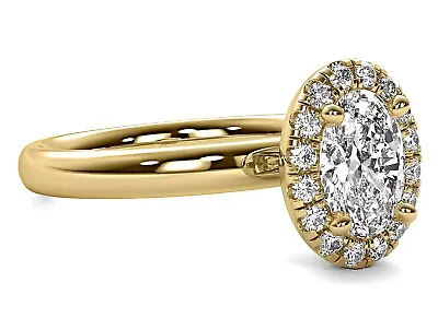 Halo 1.18 Ct D VS1 Oval Cut Lab Created Diamond Engagement Ring 14K Yellow Gold • $1369