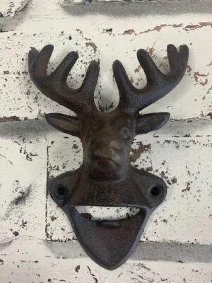 £10.90 • Buy Rustic Heavy Duty Cast Iron Stag Wall Mounted Bottle Opener Indoor/Outdoor/Bar