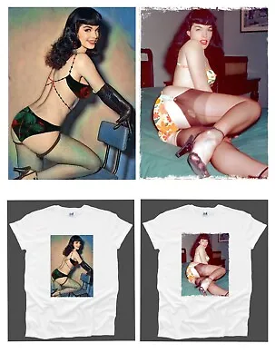 Bettie Page Pin Up Movie Star Goth Emo Model Icon Naked Music Mens Tshirt Woman • £9.99