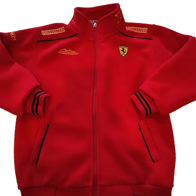 Kids FERRARI Michael Schumacher Red Fleece Zip Front Jacket (2XL) S To M • $39.94