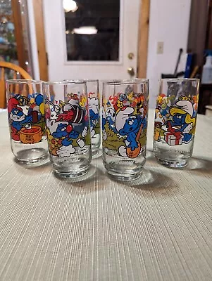 Vintage Set Of 6 Collectible Smurfs Drinking Glasses McDonald's PEYO 1983 • $34.99