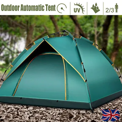£34.99 • Buy Large 2-3 Man Person Automatic Pop Up Tent Double Layer Festival Camping Fishing
