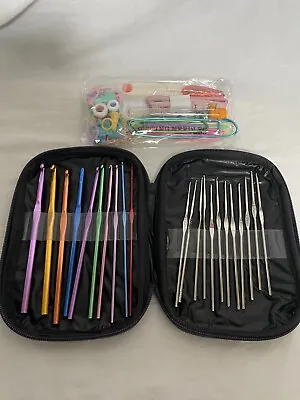 22Pc Mixed Color Aluminum Crochet Hooks With Zippered Case • $12.99