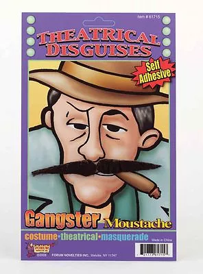 Gangster Moustache Self Adhesive Black 20's Pencil Mustache Costume Accessory • $5.65