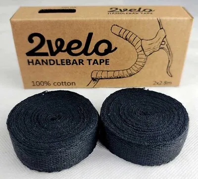 2Velo TOP COTTON Vintage HANDLEBAR TAPE Black • $10.90