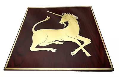 Vtg Unicorn Brass & Wood Inlaid Inlay Hanging Wall Art Piece San Pacific • $12.99