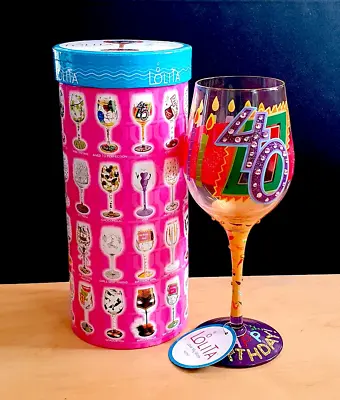 40th Birthday Lolita Hand Painted Wine Glass With Cocktail Recipe On The Bottom • £18