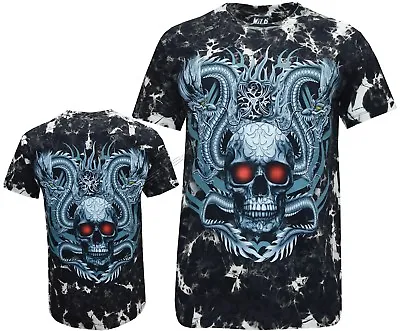 Biker Skull Dragon Grim Reaper Glow In Dark Tattoo Goth Tye Dye T - Shirt M -XL • £9.99