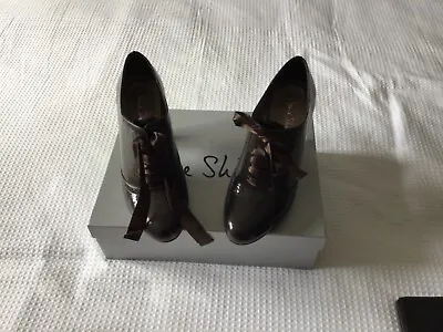 Jane Shilton Brown Patent Retro Shoe Boots Size 5 (38) • £9