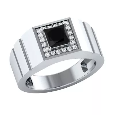 2 CT Lab-Created Black Diamond Men's Wedding Band Ring Real 925 Sterling Silver • $120.90