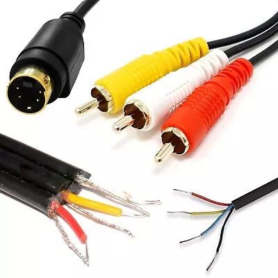 Composite S-Video 4 Pin Male To Wire Atari Cable Audio Mini Video DIN Lead VHS • £4.49