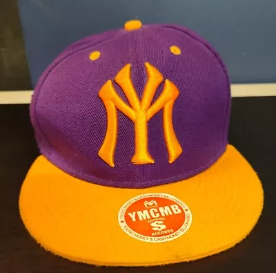 Vintage New York Yankees Baseball Cap Hat YMCMB Official Merch Rap Purple/Yellow • £9.99