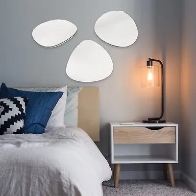 £248.99 • Buy Group Of Three Pebble Shaped Mirrors With White Backing & Hooks