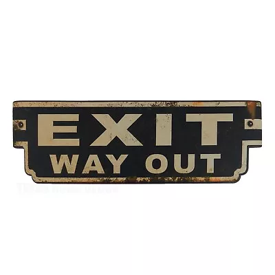 Exit Way Out Curved Metal Wall Decor Sign Vintage Style Movie Theatre Game Room • $23.95