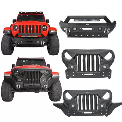 Mad Max Front Bumper Grill W/light Bar Fit Jeep Wrangler Jl Jt Gladiator 18-24 • $399.59