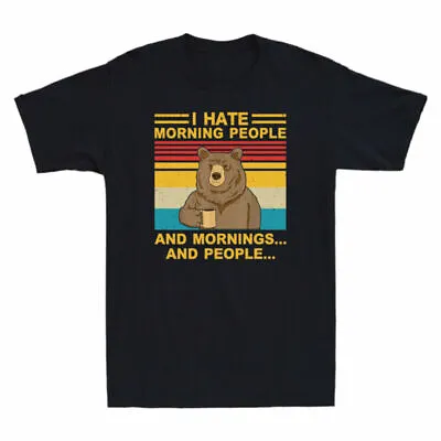 Hate Men's Bear And T-shirt Morning Camping People People And I Mornings Vintage • $27.49