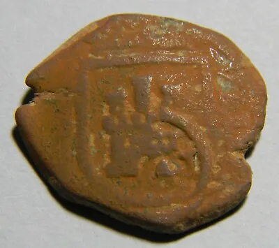 $13.45 • Buy  Spain 1641 8 Maravedis Hammered Copper Cob Coin (0405)