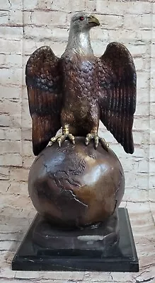 Bronze Sculpture Large Falcon American Eagle Numbered Marble Base Figurine • $599