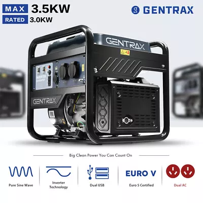 GenTrax Inverter Generator 3.5KW Max 3.0KW Rated Open Frame Portable Camping RV • $489