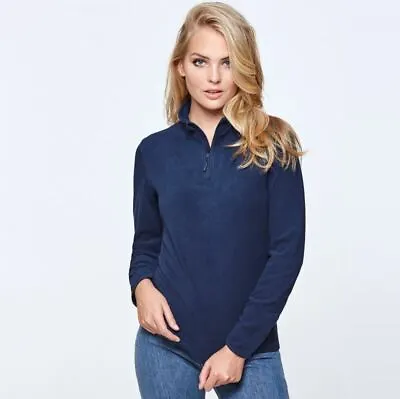 Ladies / Womens Half Zip Up Warm Micro Fleece Jacket Top In Black Blue & Pink • £14.99