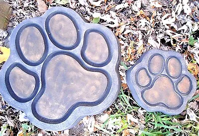 Dog Paw Print Concrete Plastic Molds   14  X 1.5     7  X 1.5  DIY Make Your Own • $77.95