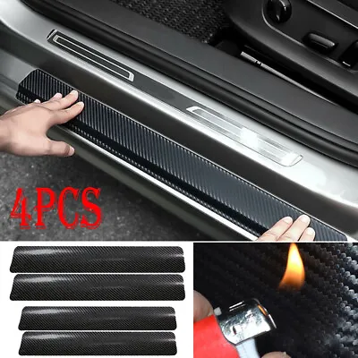 4× Car Door Plate Sill Scuff Cover Anti-Scratch Sticker Carbon Fiber Accessories • $13.64