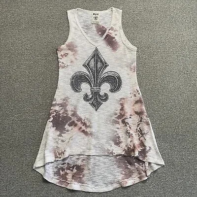 Vocal Tank Tunic Size Medium Rhinestone Fleur De Lis Bling Women’s Thin Sheer • $22