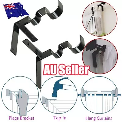 2/3pcs Into Window Kwik Hang Double Center Rod Bracket Support Curtain V$ • $11.62