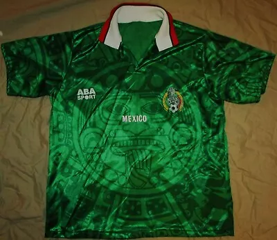 1998 Retro Aba Sport Mexico World Cup Large Green Soccer Jersey No Tag Used-vg • $49