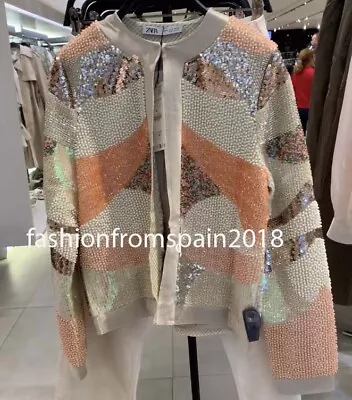 Zara New Woman Jacket With Faux Pearl And Beads Sml 3920/042 • $148.99