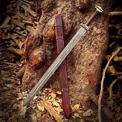 Hand Forged Custom Viking Sword Medieval Viking Sword Battle Ready With Sheath • $150