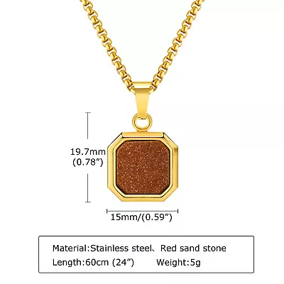 Vnox Men Square Necklaces Geometric Natural Stone Shell Pendant Casual Star Sky • $6.99