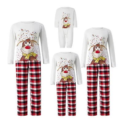 Family Matching Family Christmas Plaid Pajamas Unisex Red Reindeer Pjs Women Men • $9.99