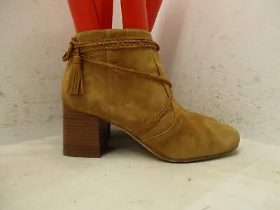 VIA SPIGA Brown Suede Zip Strap Tassel Ankle Boots Womens Size 8.5 M • $34.95