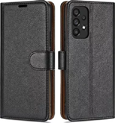 BLACK WALLET LEATHER GEL CASE WITH CARD SLOT FOR Samsung Galaxy A54 A14 A34 A15 • £3.35