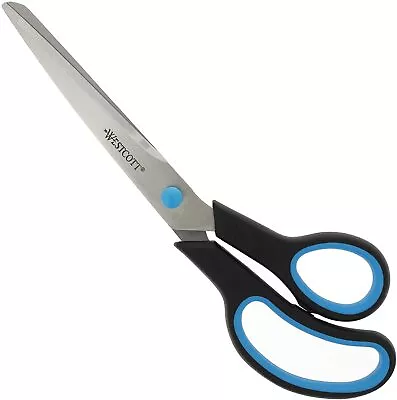 Westcott Scissors Easy Grip 10 Inch Ergonomic Rubber Soft Grip Stainless Steel • £5.99