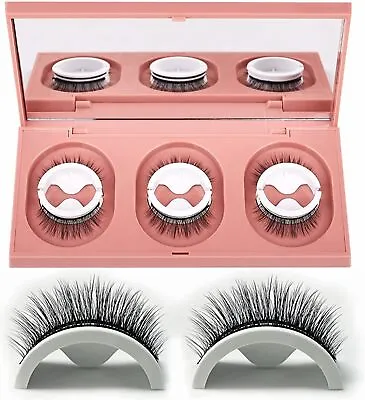 3 Pairs Reusable Self Adhesive False Eyelashes Makeup Natural Long Thick Lashes • £5.99