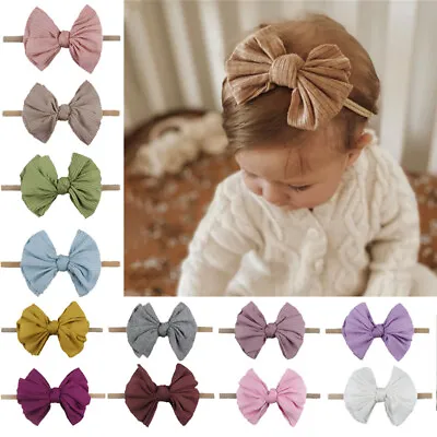 $3.62 • Buy Baby Girls Bow Headband Hairband Soft Elastic Band Hair Accessories 13 Colours