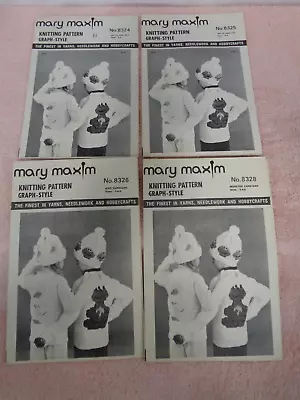 4 Vtg Mary Maxim Knit Sweater Hat  Patterns - Kids Sizes 2 - 8 - Sesame Street • $9.99