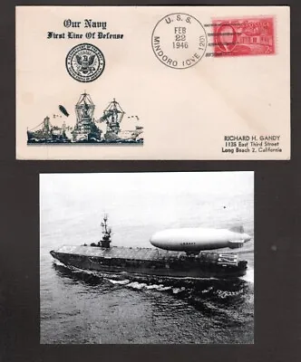 U.S.S. Mindoro (CVE-120) - Naval Ship's Cover -February 22 1946 - Gmahle Cachet • $4.99