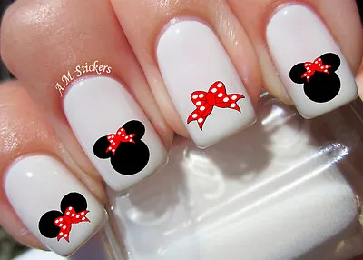 Minnie Mouse Red Bow Nail Art Stickers Transfers Decals Set Of 66 - A1223 • $4.50