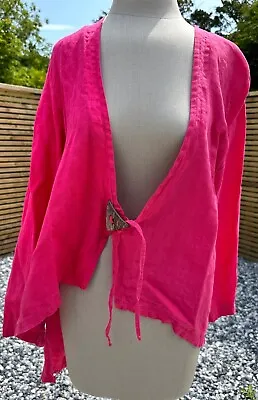 Eden Rock Pink Linen Lagenlook Top Shirt Jacket - Labelled Medium • £19.99