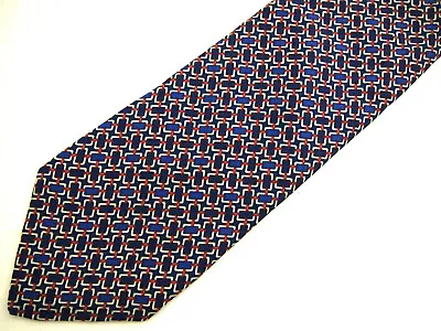 Brooks Brothers Makers Mens Necktie Tie Navy Blue Red Chain Link Geometric 58  • $9.17