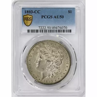1893-CC $1 Morgan Silver Dollar - PCGS AU50 - Better Date Carson City Coin • $4099.99