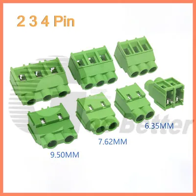 Green PCB Terminal Block Connector 6.35/7.62/9.5mm Pitch Plug-in Screw 2 3 4 Pin • $1.69