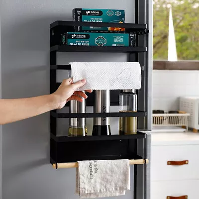 Kitchen Magnetic Refrigerator Rack Fridge Side Storage Shelf Paper Towels Holder • £14.95