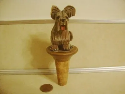 Vintage Wine Bottle Cork ANRI Carved Wood SCOTTIE Dog Terrier Super Cute W Flaw! • $20