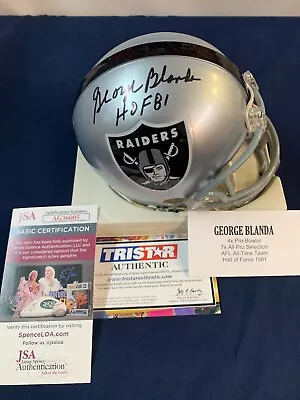 GEORGE BLANDA Signed Autographed Riddell Mini Helmet JSA COA Raiders HOF 81 • $51.01