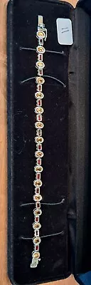 Vintage Beautiful Sterling 7-1/4 Multi Gemstone Tennis Bracelet • $9.89