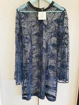 $100 • Buy Sass And Bide Dress 14/44 Navy Bird Print